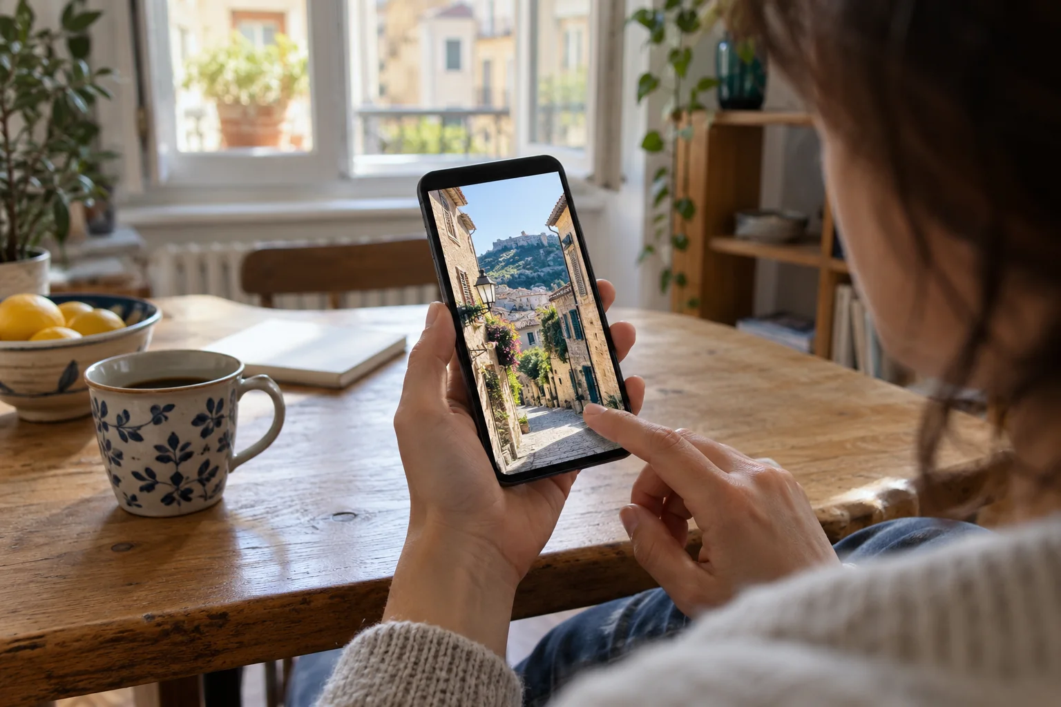 Editorial illustration for finding the place shown in a saved screenshot.